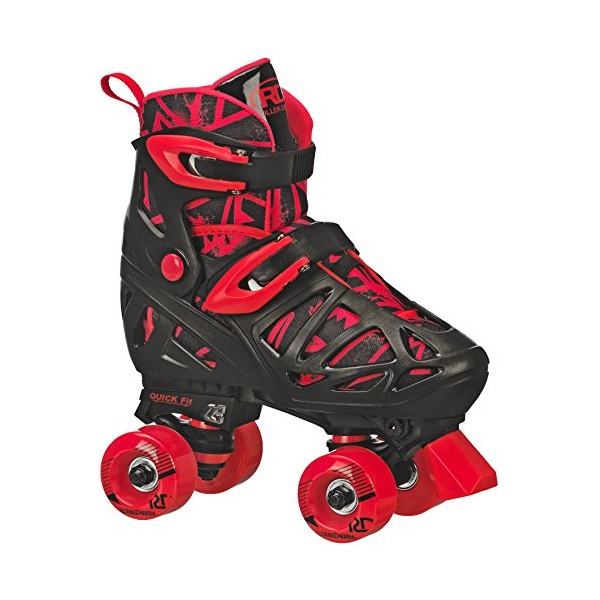 Roller Derby Trac Star Youth Boy's Adjustable Roller Skate Grey/Black/Red Size Large (3-6)