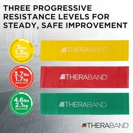 TheraBand Juego de Bandas elásticas de Resistencia Profesionales, de látex, para Ejercicios de Cuerpo,rehabilitación, Set - Yellow/Red/Green