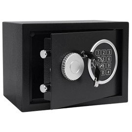 Fraiixar Safe Box 0.21 Cubic Feet Steel Security with Digital Keypad-Electronic Safe for Home Office Hotel Business, Cash & Jewelry & Documents, 2 Emergency Keys Included，(BLACK)