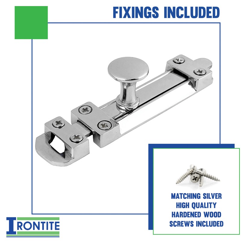 IRONTITE® 2 Pack Polished Chrome Sliding Door Lock Internal, Surface