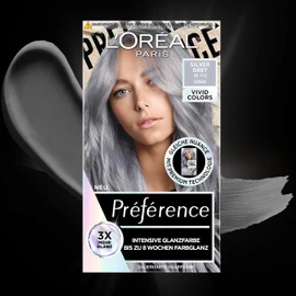 L'Oréal Paris Intensive dauerhafte Haarfarbe, Bis zu 8 Wochen glänzendes Haar und intensive Farbe, Préférence Vivid Colors, Farbe: 10.112 SILVER GREY, 1 Stück