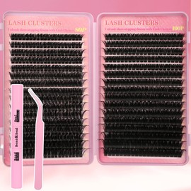 Gmagictobo Lash Extension Kit Lash Clusters Kit 640Pcs Volume Eyelash Clusters C Curl Lashes Clusters DIY Cluster Eyelash Extensions With Lash Bond and Seal Lash Tweezers