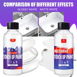 White Touch Up Paint Pen - 7oz Multi Surface Quick-Dry Repair, Fix Scratches, Marks on Walls, Doors, Cabinets, Wood, Furniture, Bathtubs, Tiles & Radiators, Fast-Drying Interior Paint (Glossy + Matte)