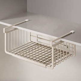 Janebert Extendable Under Shelf Storage Basket, Hanging Baskets Under Cabinet Shelf Organizer, for Cabinet Pantry Kitchen Cupboard Desk Counter Bookshelf Organization Space Saver Heavy Duty Slide-in