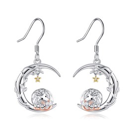 Possum Earrings S925 Sterling Silver Moon Possum Earrings Animal Jewelry Gifts for Women Possums Lovers Christmas Birthday Gift