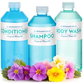 Bergman Kelly - Replacement Shampoo, Conditioner & Body Wash Refill Set - 12.6 oz, 3 Piece Set - Tropical Waterfall - for Dispensers - Delight Guests with Invigorating & Refreshing Hotel Hospitality