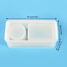 Molde redondo de silicona para macetas de yeso cuadrado de silicona con soporte para bolígrafos de resina epoxi, caja de almacenamiento, macetero para suculentas, florero de cactus y concreto