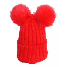 KH Gorro Dos Pompon Desmontable Dama Frio Moda Mujer 2 Pompon