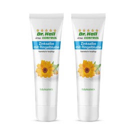 Dr. Hall Zinksalbe mit BIO Ringelblumenextrakt, naturkosmetik, entzündungshemmend und pflegend mit Bienenwachs und Mandelöl, 2 x 50 ml