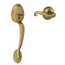 Schlage Lock Company Plymouth Front Entry Handle Flair Right-Handed Interior Lever (Antique Brass) FE285 PLY 609 FLA RH - LOCK FE285 PLY 609 FLA RH