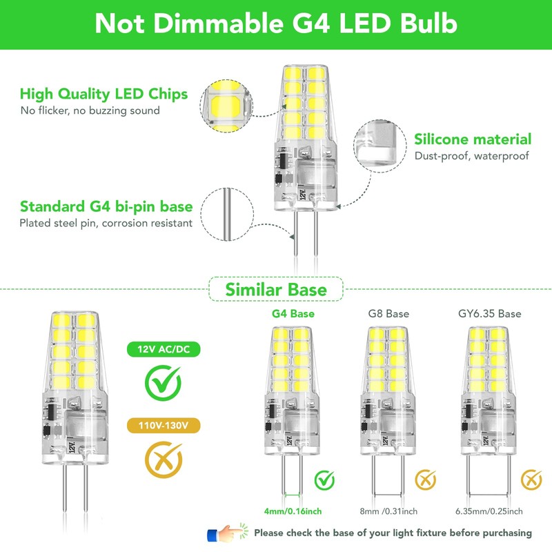 BUBO 20 Pack G4 LED Bulb 2W Equivalent 30W 6000K