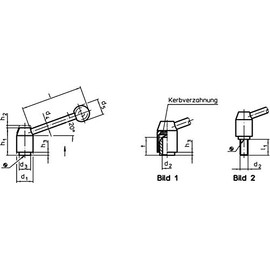 Halder 24440.0712 Adjustable Tension Bar with Screws, Black, D1 = 21 mm/D2 – M8/L1 = 50 mm/Stainless Steel