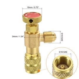 sourcing map Charging Valve Safety Valve Quick Coupling Air Conditioning 5/16 SAE Thread Adapter Shut-off Flow Control for HVAC Cold Filling