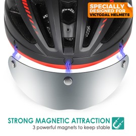 VICTGOAL Magnetic Bicycle Helmet Goggles Windproof Dustproof Visor (Silver)