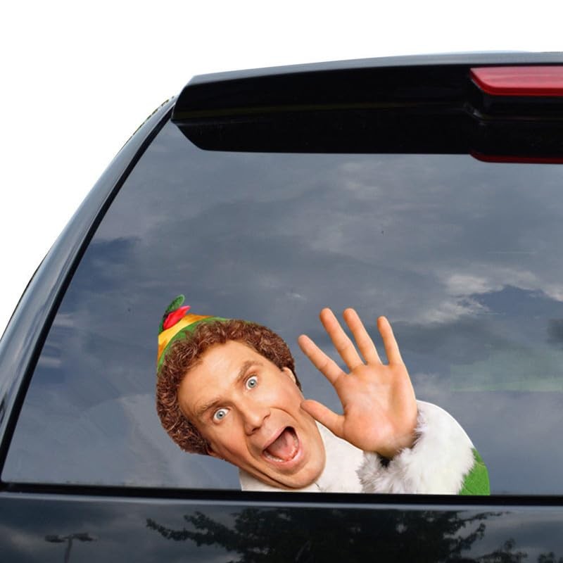 Buddy The Elf Excited Sticker, Funny Christmas Window Sticker Car