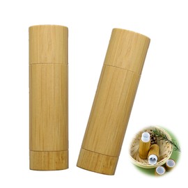 TVETE Lip Balm Containers, Handmade Lip Case, 2 Pieces, 0.2 oz (5 g), Bamboo Refill Containers, Natural, DIY, For Homemade Use, Lip Cream Container, Lipstick, Lip Gloss, Container, Lip Balm Case, No
