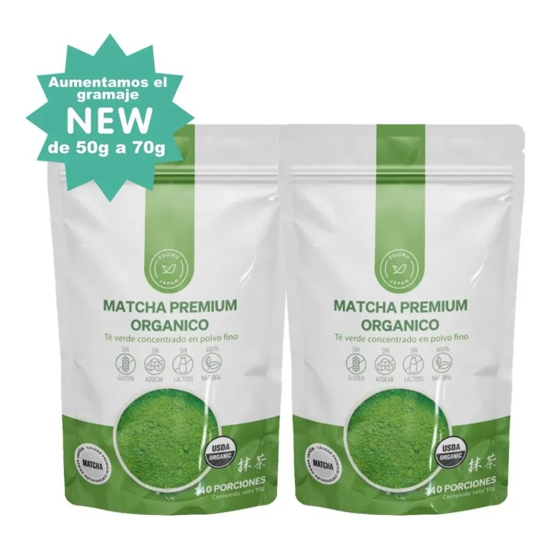 Té Matcha Japonés Premium Orgánico 2 Bolsas (70g C/u)