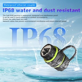 Danfetsoy RJ45 Panel Mount Coupler IP68 Waterproof, RJ45 Connector Waterproof Shielded Suitable CAT6/5E/5 for Outdoor Cameras, Electronic Equipmer, Nautical Aeronautical, etc (2 Pack)