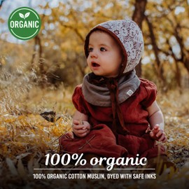 Kishu Baby Indi Fairtrade Certified Organic Infinity Scarf Bib - 4-Way Reversible, 8 Layer Muslin Drool Bib (Lavender)