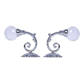 2Pcs Curtain Holdbacks, Curtain Tie Backs Curtain Drapery Holdbacks Metal Curtain Tie Backs with Crystal Ball Wall Mounted Window Curtain Holder Hooks for Home Decor(Silver)