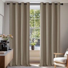 Deconovo Deconovo Blackout Curtains Thermal Insulated Room Darkening Curtains Energy Saving Super Soft Eyelet Curtains for Bedroom 55 x 114 Inch Taupe 2 Panels