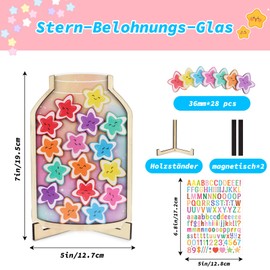 MUFEIRUO Reward Jar with 28 Stars, Wooden Reward Chart for Toddler, Baby, Toilet, Potty Training, Stickers for Daily Routine, Housework, Bedtime