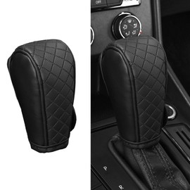 Tioollev Leather Gear Shift Cover,Durable Shift Knob Cover for Shift Lever Protection,Universal Car Gear Shift Cover Car Decorative Accessory Suitable for Cars,Trucks,SUVs (Black)
