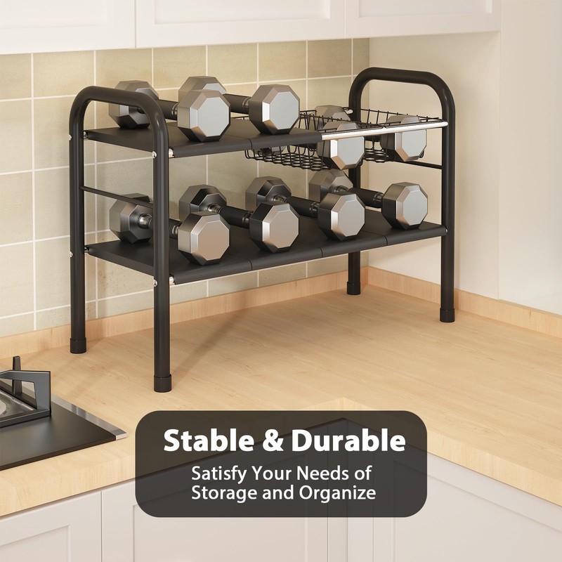 KOSIWU Expandable Under Sink Organizer, 2 Tier Under Sink Shelf