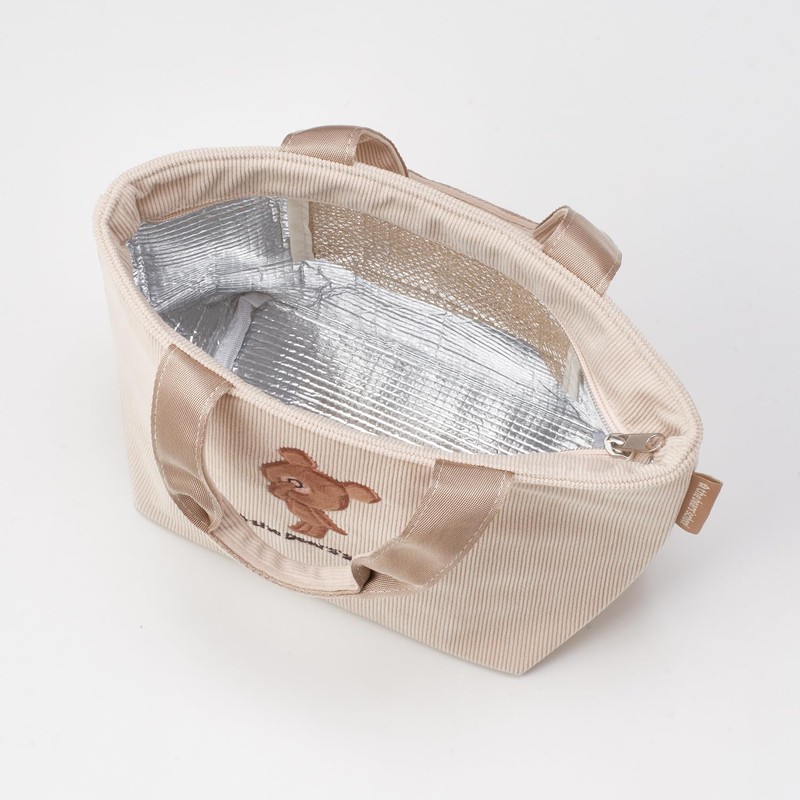 Skater KCOB2 Corduroy Fabric Thermal Insulated Lunch Bag, Bear School