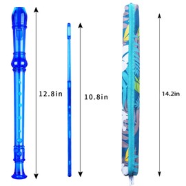 Yop-yes Soprano Recorder Instrument for Kids Beginners Student 8 Hole Flute German Fingering C Key Recorder Instrument 3 Piece with Cleaning Rod and Bag Fingering Chart