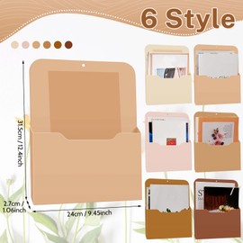 Fuutreo 6 Pcs Magnetic Wall File Organizer Magnetic Wall File Holder Refrigerator Magazine Holder for Mail Letters Paper(Earthy Color,10 x 13 Inch,Vertical)