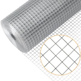 Kicari 1/2inch 12Inch（H）x10Ft（L）19 Gauge Mental Mesh Roll Hardware Cloth Chicken Fnece Powder Coated Galvanized Welded Fence for Poultry Cage Home Improvement Projects
