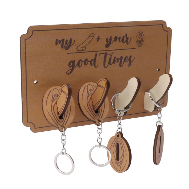Key Holder Rack 4 Hook Cute Pendant Poplar Wooden Key