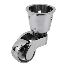 Chrome Silver - Solid Brass Castor Caster with 28mm Wheel (Single Piece) – Genuine Solid Brass - Chrome Effect (Silver Colour) – Cup Style Fitting – UK Company