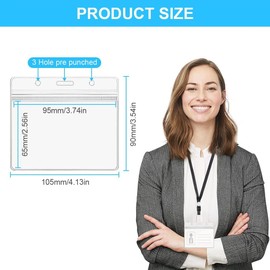 Vicloon ID Card Holder, Pack of 50 Card Holders, ID Card Holder, Transparent Horizontal, ID Holder Protective Cover for ID Cards School