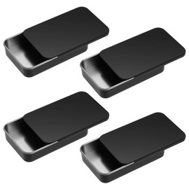 4Pack Portable Dental Floss Case Black Travel Floss Box Metal Sliding Dental Pick Dispenser Refillable Glide Flosses Storage Container Storage Toothpick Holder Glide for Travel Dates Dinners Hotels