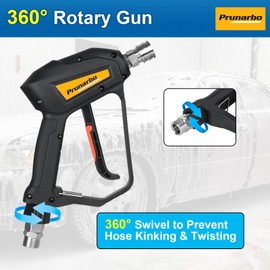 Pressure Washer Gun with Foam Cannon 5000 PSI, Heavy Duty Brass Foaming Car Wash Sprayer Adjustable Snow Foam Blaster for Car Washing with 1/4” Quick Connector 5PCS Nozzle Tips, PR-M01