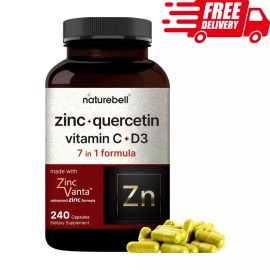 Naturebell Zinc Quercetin with Vitamin C & D3, ZincVanta Advanced 240 Capsules