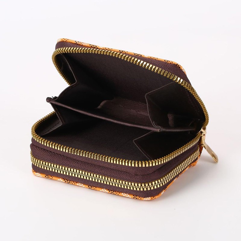 LFWATAXY PU Leather Accordion Card Wallet, Double-Layer Zippered Card Holder
