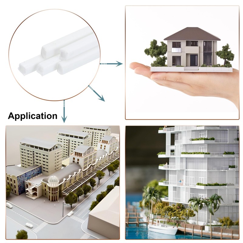 sourcing map 15pcs Plastic Model Tube ABS Square Tube 2x2x250mm