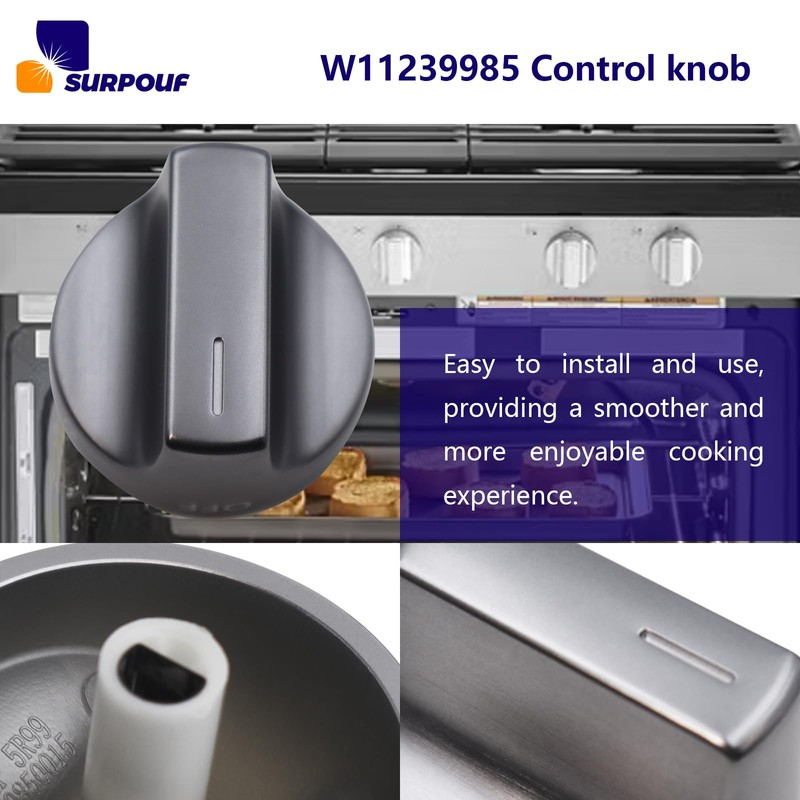 W11239985 Control Knob Compatible with Whirlpool Gas Ranges Replace 4845290