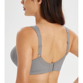 Lemorosy Women's Plus Size Full Coverage Non Padded Wireless Minimizer Bra -Comfort and Double Support (36C, Grey)