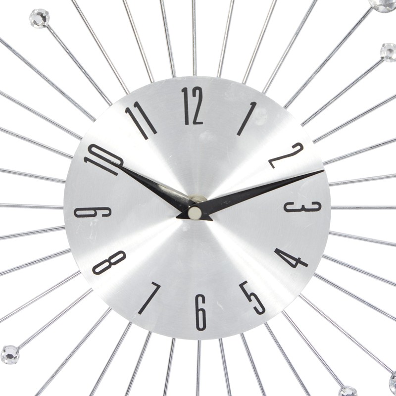 Deco 79 Metal Starburst Decorative Wall Clock With Crystal Accents