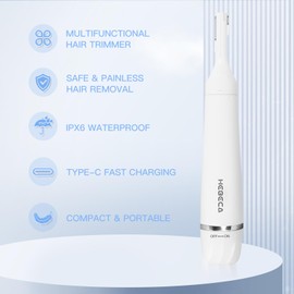 HEBECA Nose Hair Trimmer for Women and Men, 3-in-1 Electric Facial Hair Removal Rechargeable Portble Waterproof Face Shaver Razor for Nose Ear Eyebrow Peach-Fuzz Lips Chin FT3001