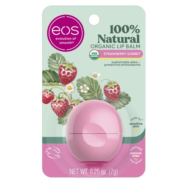 eos eos 100% Natural & Organic Lip Balm- Strawberry Sorbet,