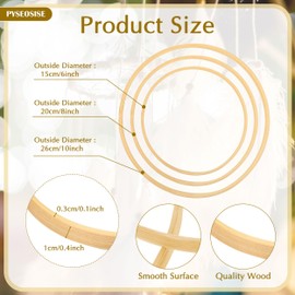 14 Pack Wooden Bamboo Floral Hoops, 6/8/10Inch Wooden Rings for Crafts, Bamboo Macrame Craft Hoop Rings Wooden Wreath Rings for DIY Making Wedding Wreath Dream Catcher