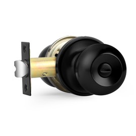 Probrico Interior Bathroom Door Knob, Keyless Privacy Doorknob for Bedroom, Interior Door Lock Lockset with Ball Knob, Black Finished, 1 Pack