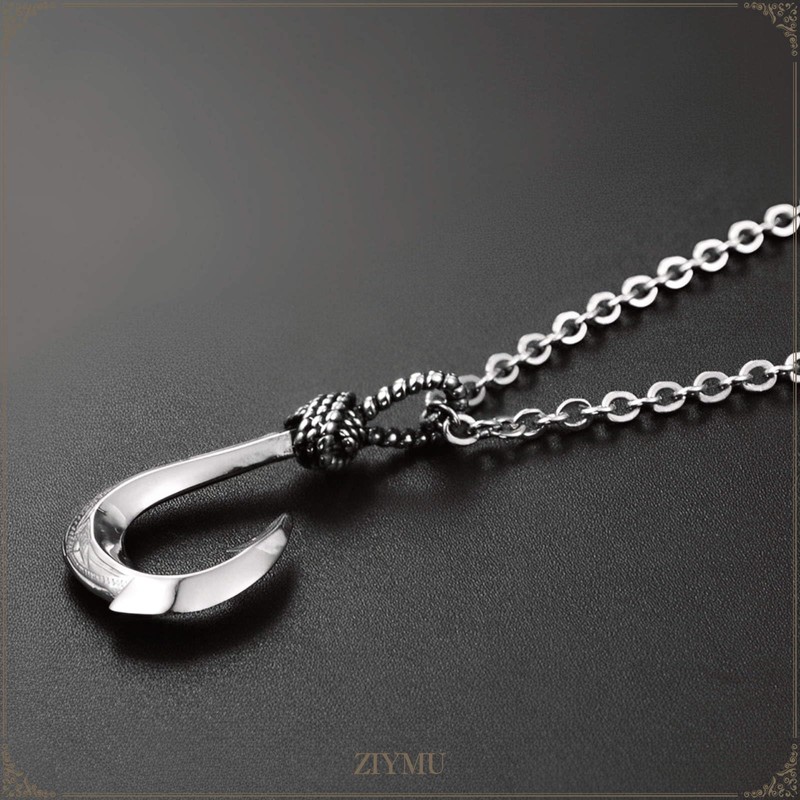 ZIYMU zm-p-071 Men's Necklace, Fish Hook, Fishhook Pendant, Cable Chain,