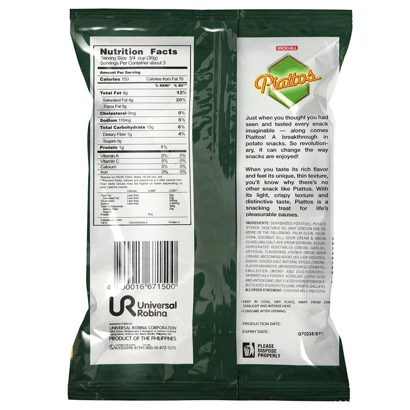 Jack'n Jill Piattos Potato Crisps - Potato Chip Snacks with