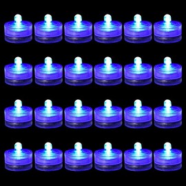 idyl light Submersible LED Lights, Waterproof Tea Lights, Underwater Mini Pool Lights Battery Operated Tealights with Remote for Home Decorations (24 Blue)